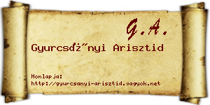 Gyurcsányi Arisztid névjegykártya